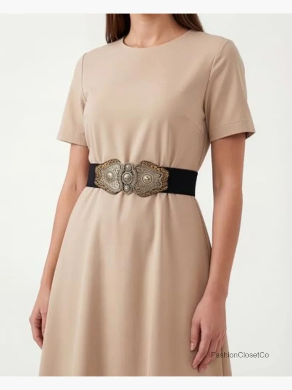 Wide Elastic Stretch Vintage Antique Buckle Belt